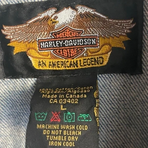 Vintage 90s Authentic Harley Davidson Denim Vest L​​​​​​​​ - Picture 5 of 8
